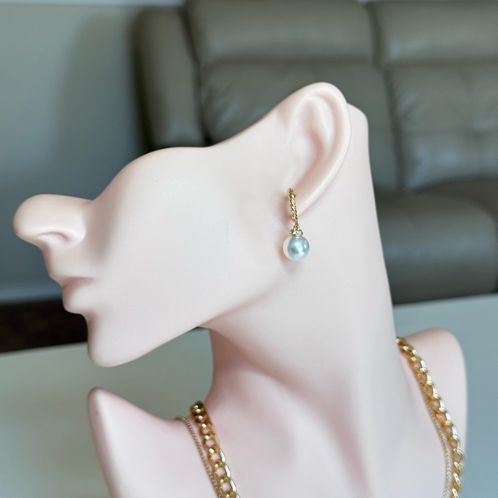 Classic Gold Pearl Drop Earrings - Elegant White Pearl